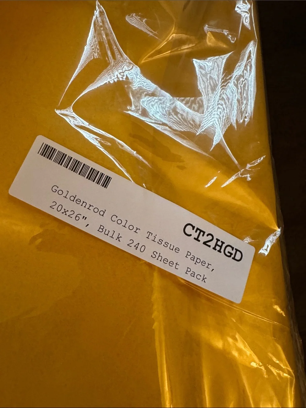 240 sheets 20x26” goldenrod yellow tissue